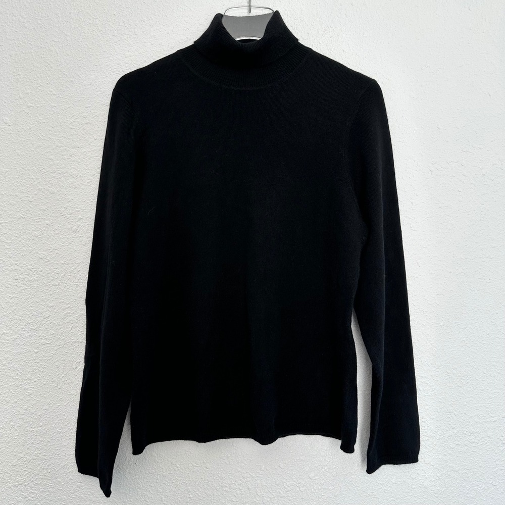 Charter Club Turtleneck Sweater Women XL Black Cashmere Minimalist Capsule